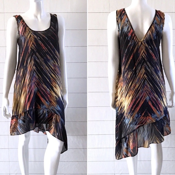 Gianni Bini Dresses & Skirts - GB Gianni Bini Multicolor Print Asymmetrical Dress
